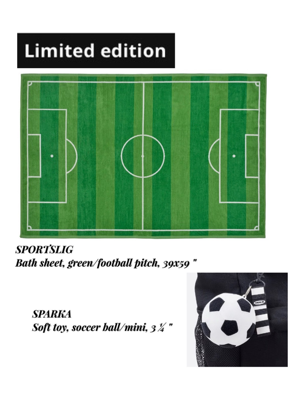 Limited Edition Football Pitch Bath Sheet - Green Soccer Field Print